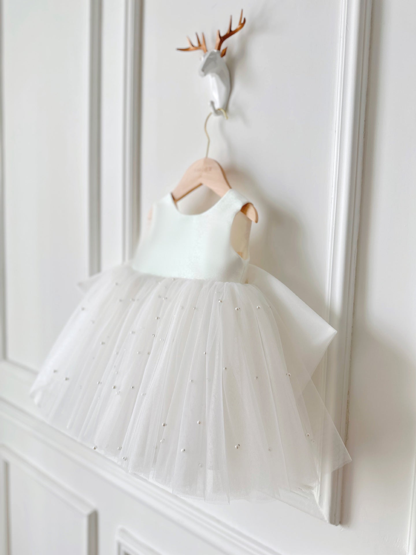 Children's Party Dress with Pearls and Bow
