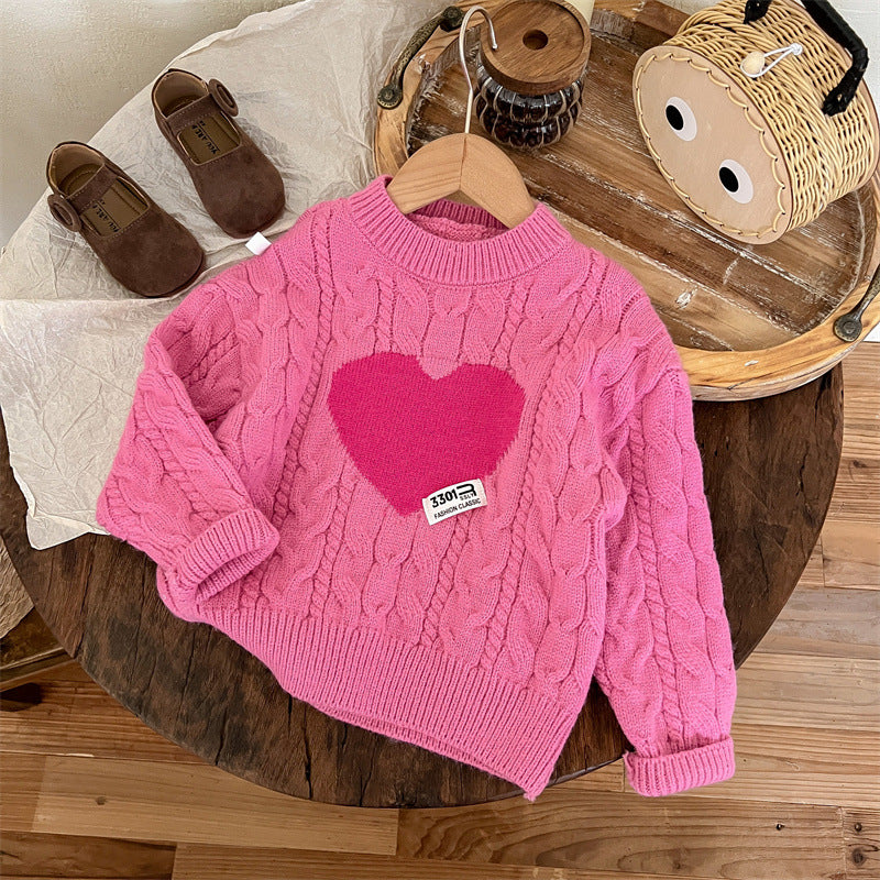Corazón rosa tejido para niños