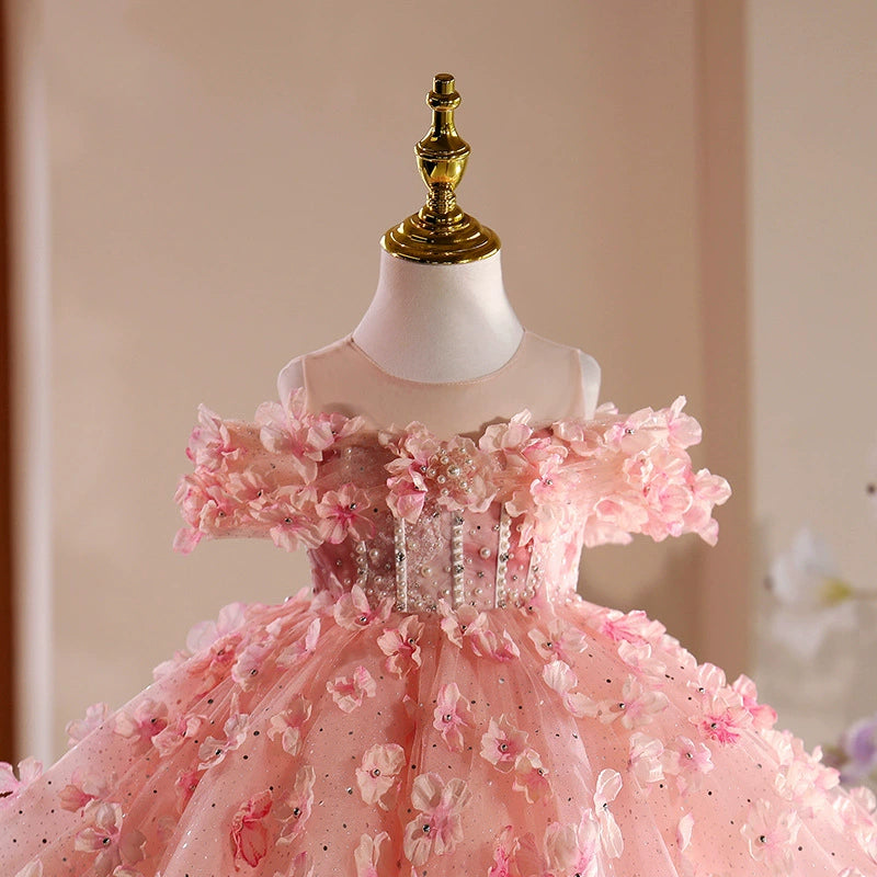 Children's Pink Flower Party Dress