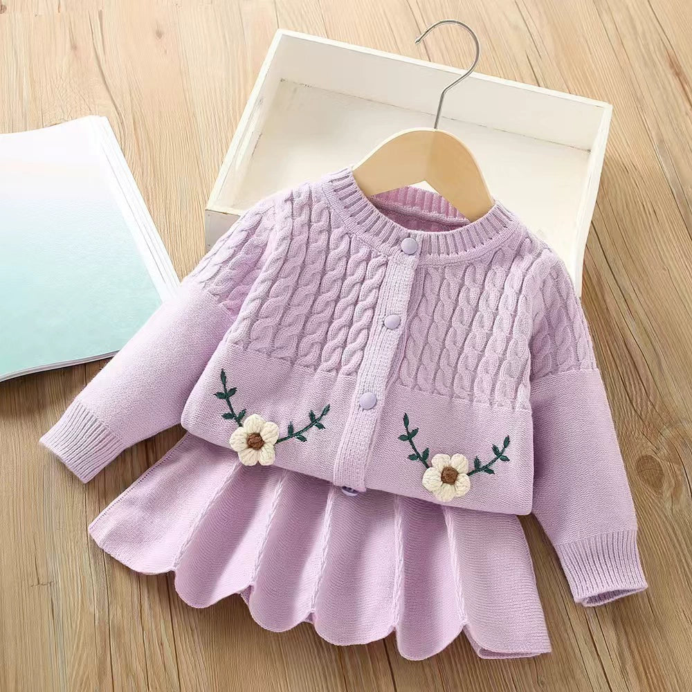 Girls' Flower Knit Set