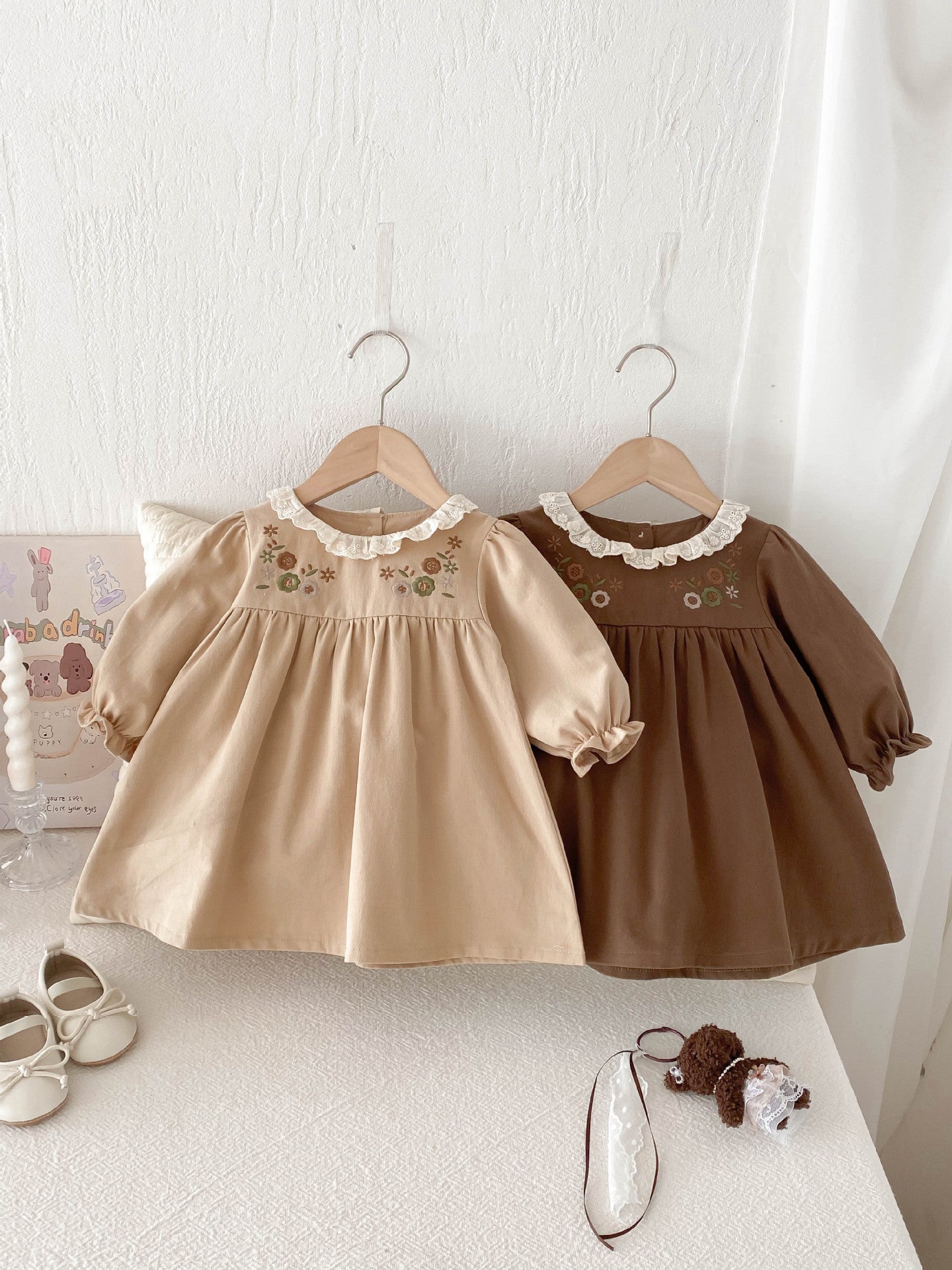 Embroidered Children's Dress with Little Flowers