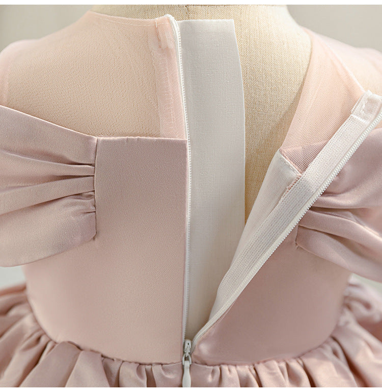 Delicate Pearl Bow Party Dress