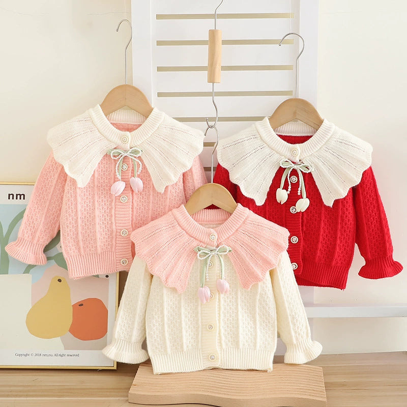 Children's Knitted Set with Bow and Flower
