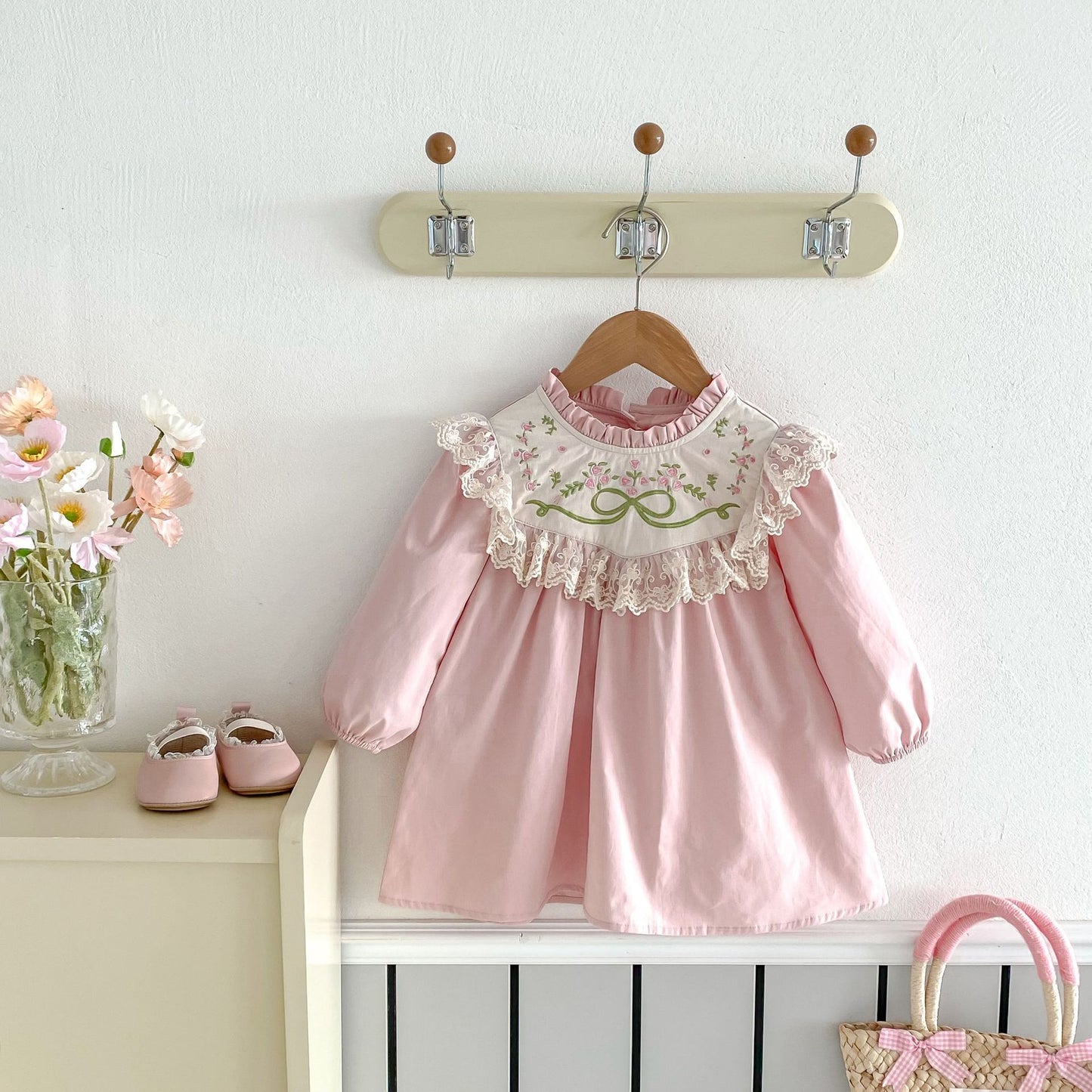 Children's Dress with Embroidery and Bow