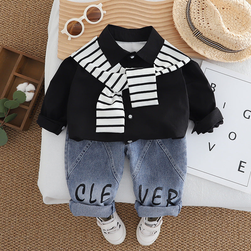 Men's Children's Set Stripes and Jeans