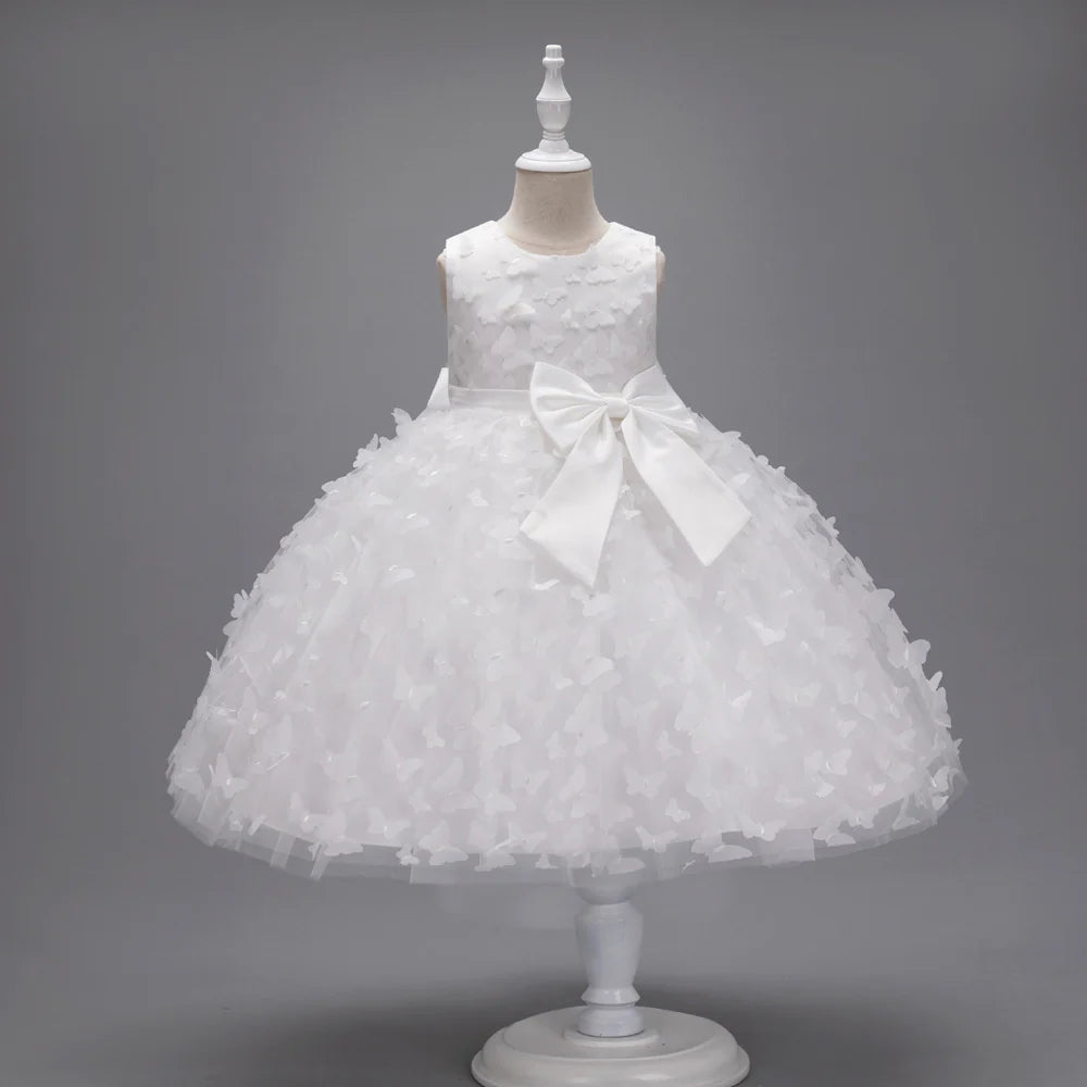 Vestido infantil con mariposas y lazo