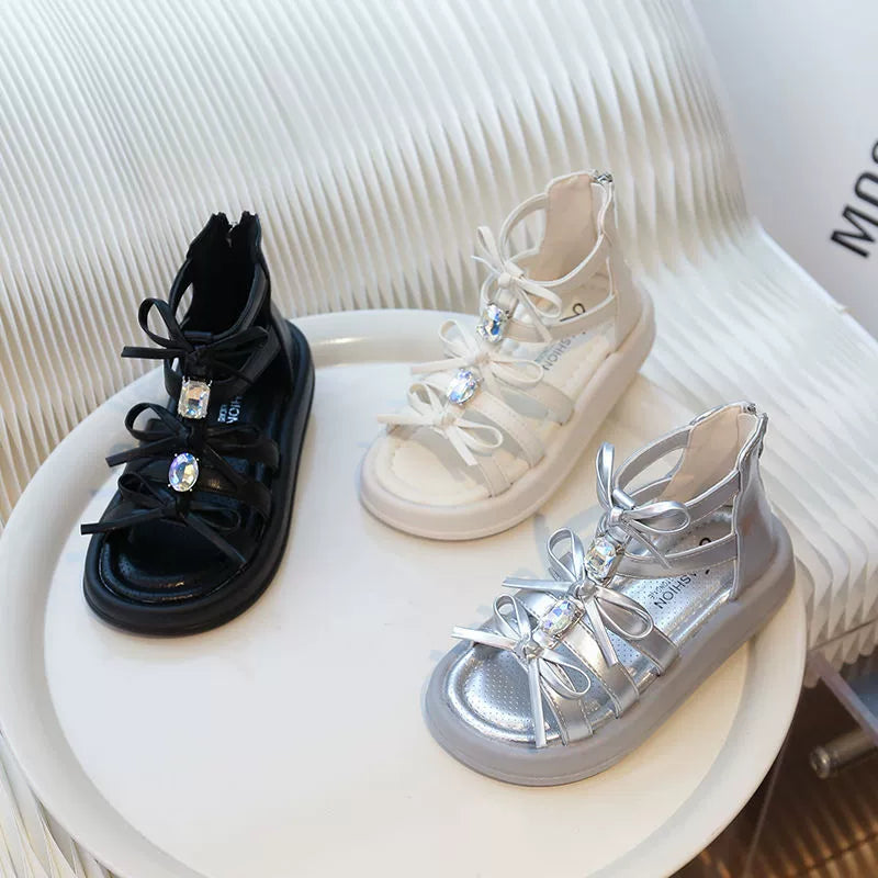 Girls’ Sandals with Bows and Gems