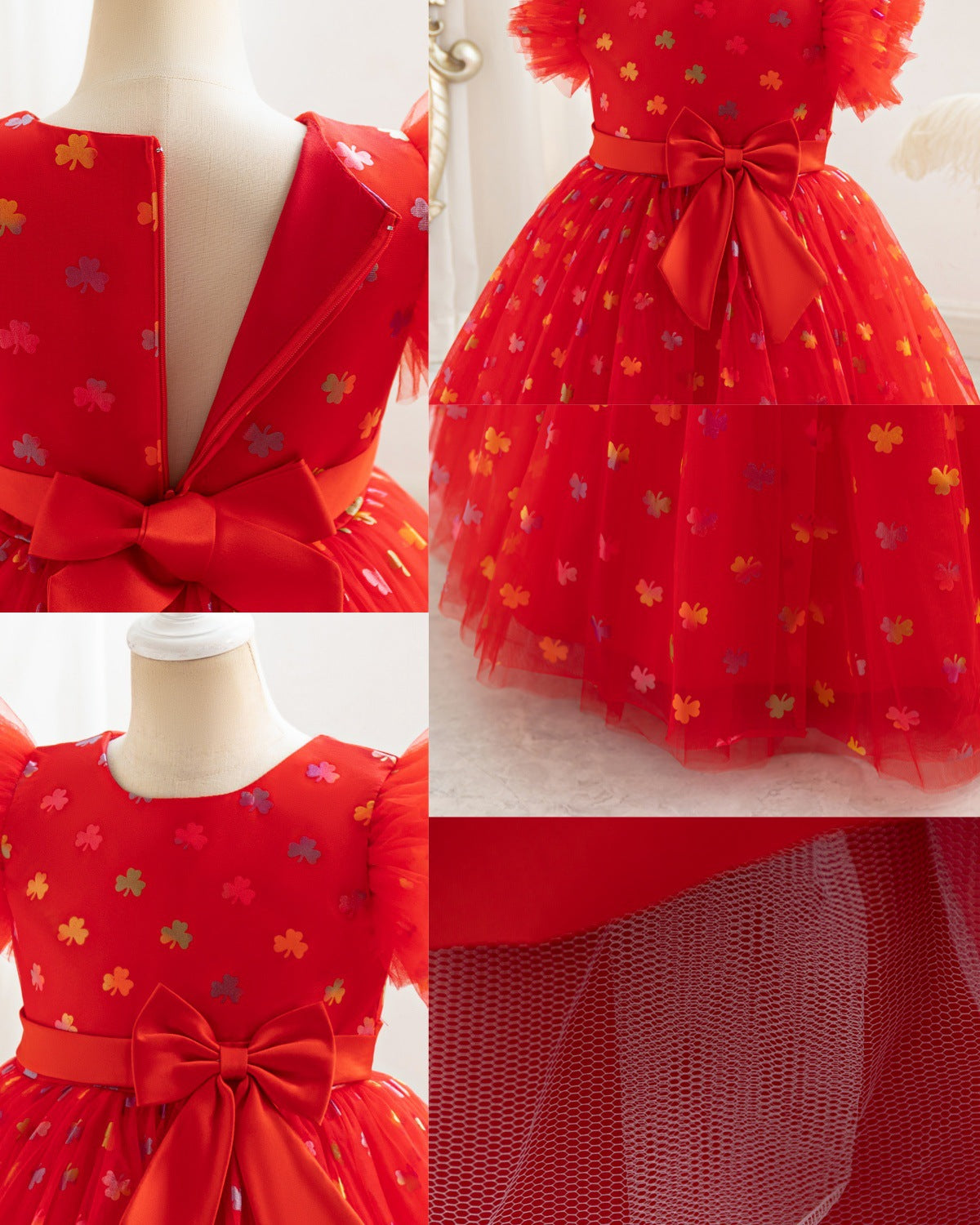 Vestido de fiesta de Navidad con lazo