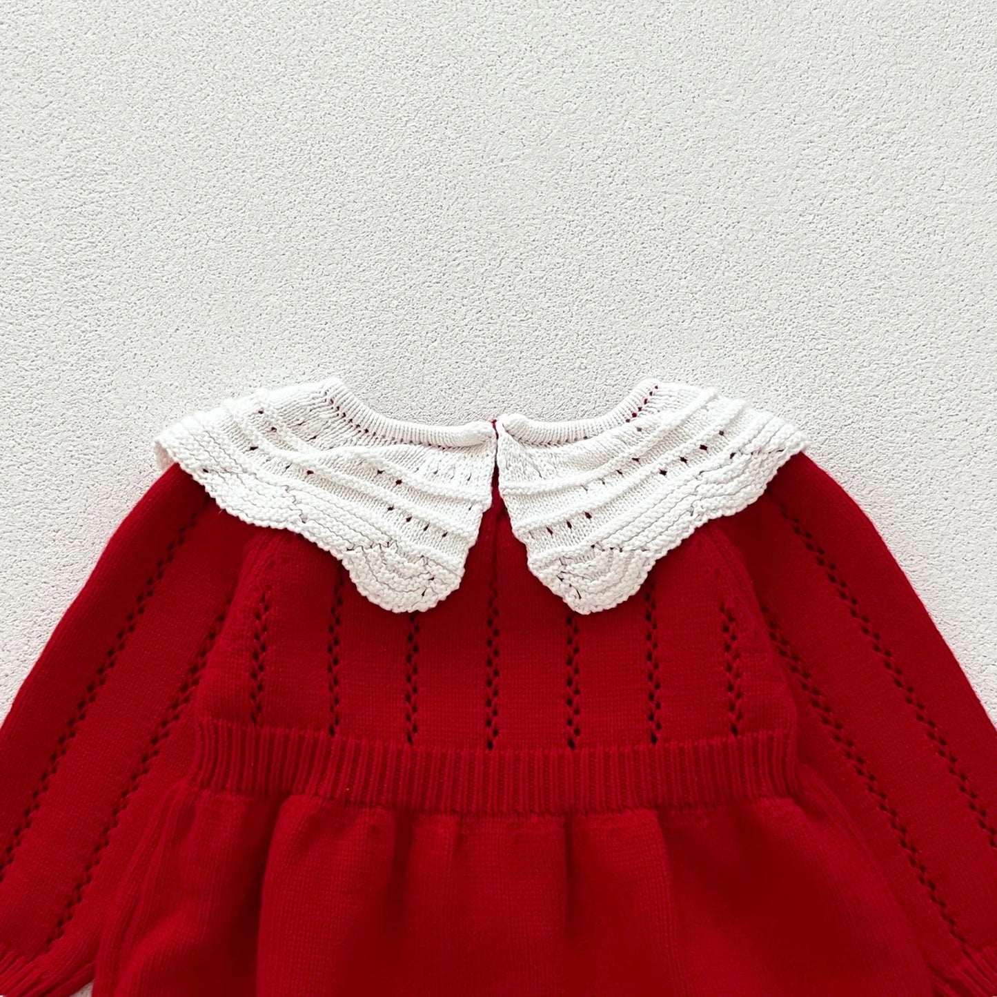 Red Knitted Baby Bodysuit