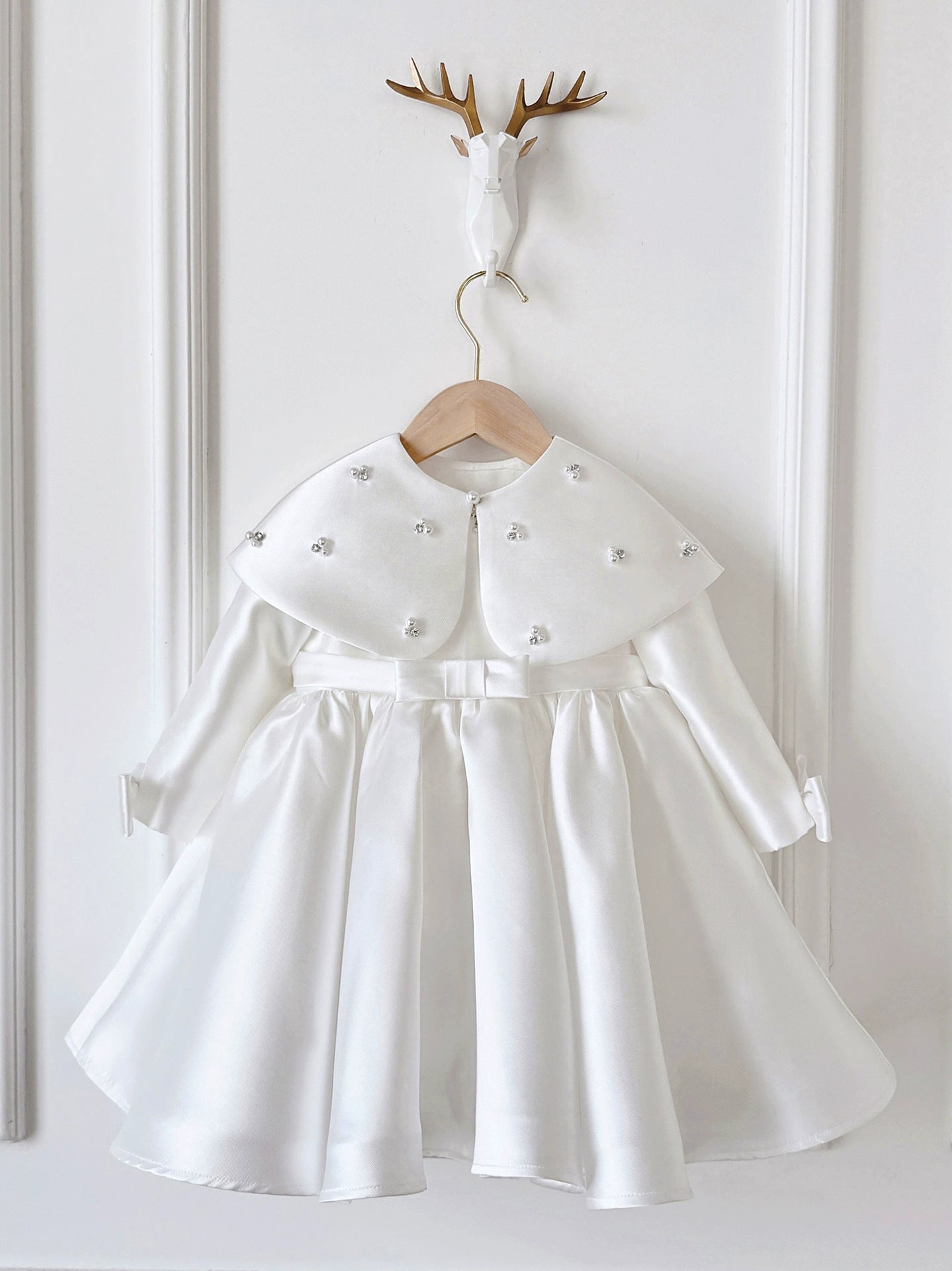 Children's Dress with Bow and Pearls