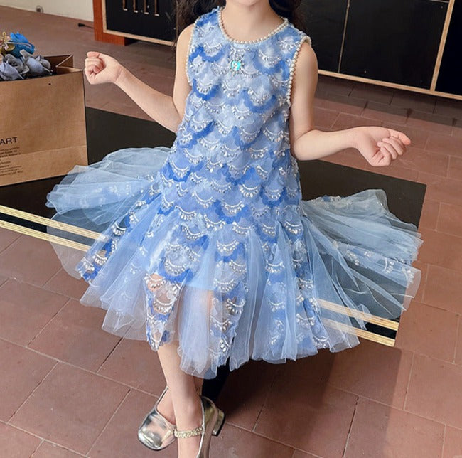 Vestido infantil de sirena brillante