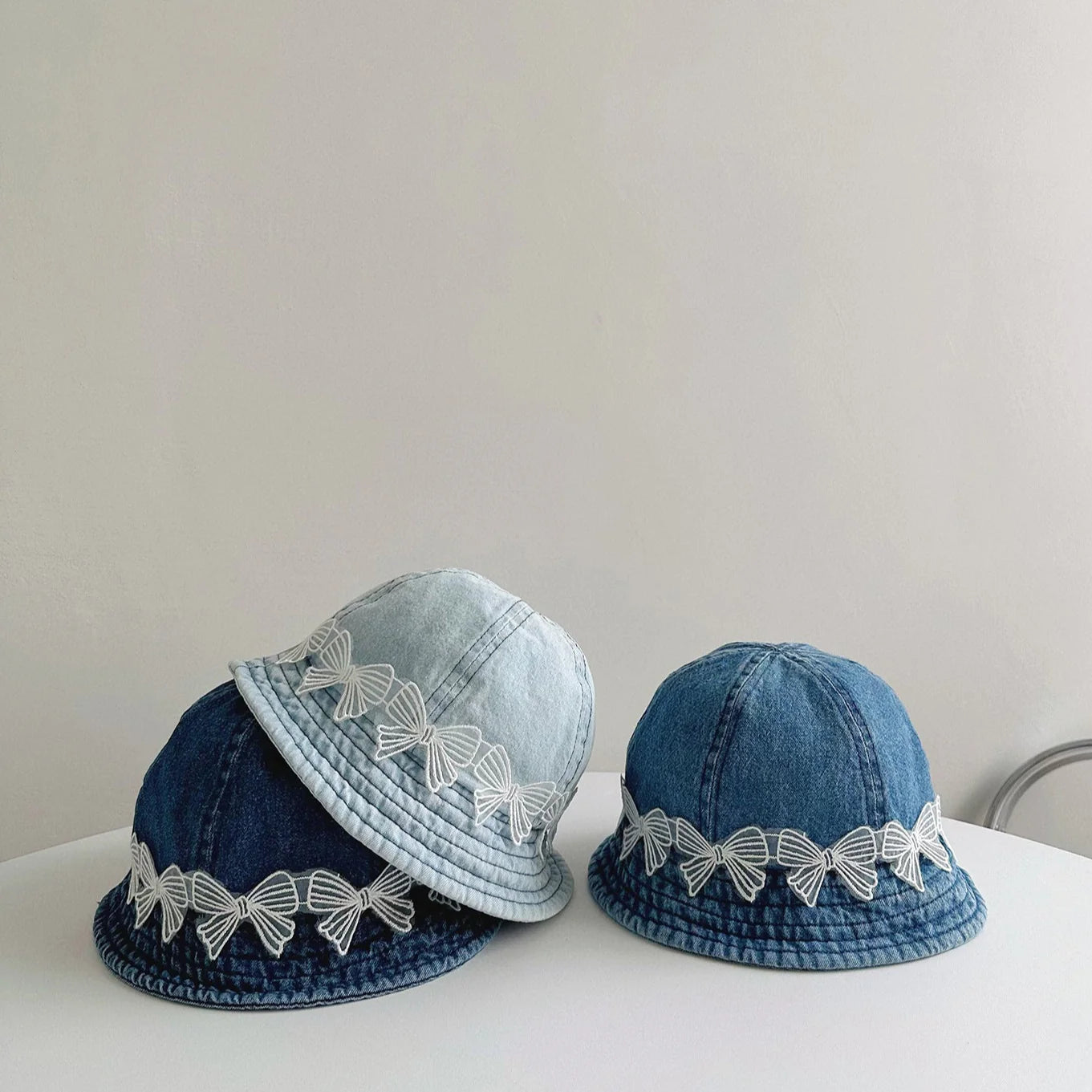 Children's Jeans Hat with Little Flowers