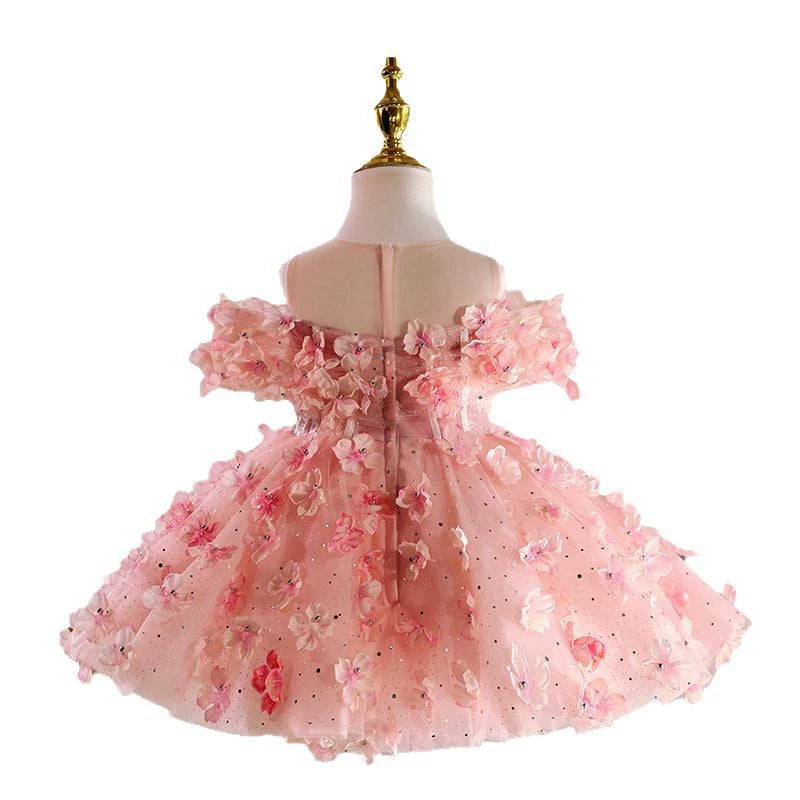 Children's Pink Flower Party Dress