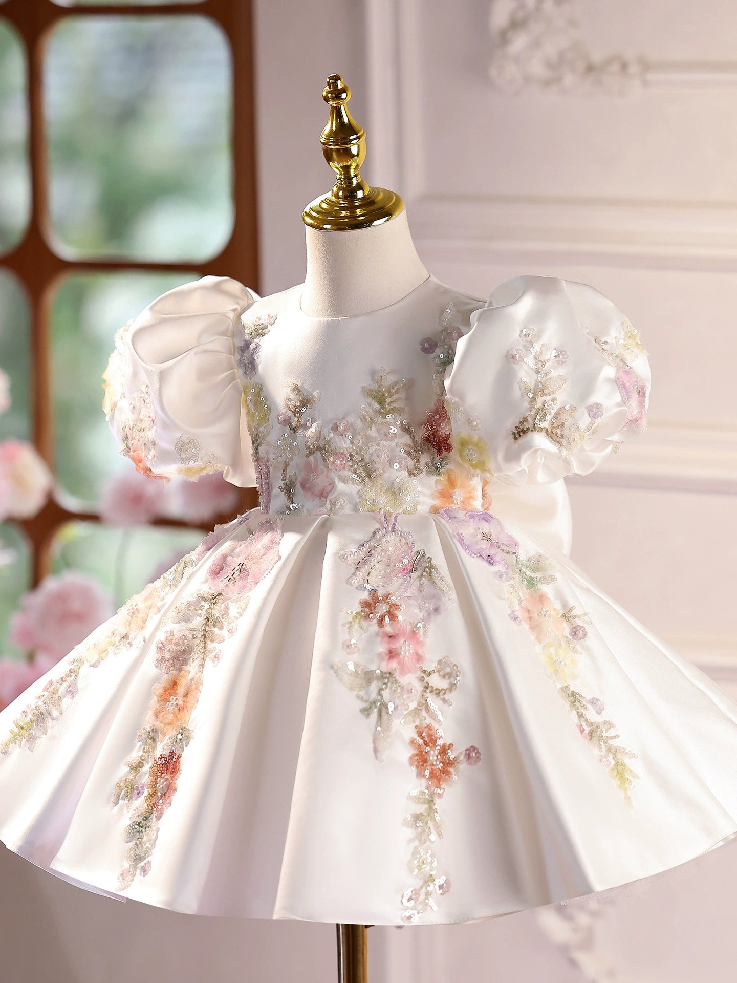 Children's Party Dress Flowers Puffant
