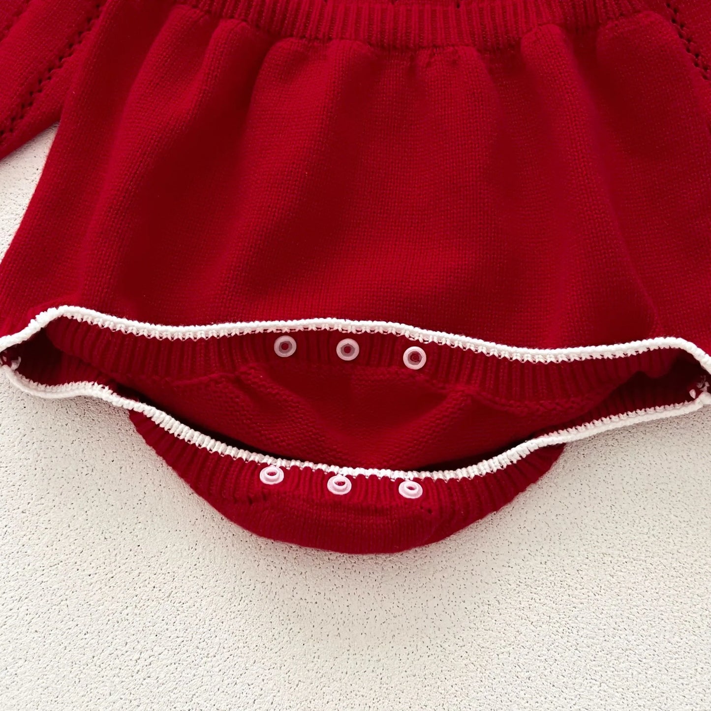 Red Knitted Baby Bodysuit