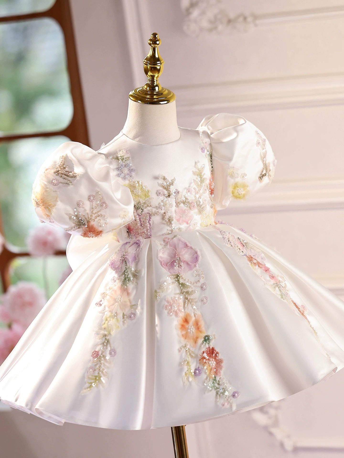 Children's Party Dress Flowers Puffant