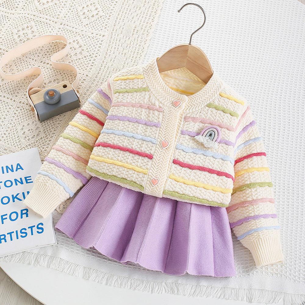 Conjunto de invierno arcoíris para niñas