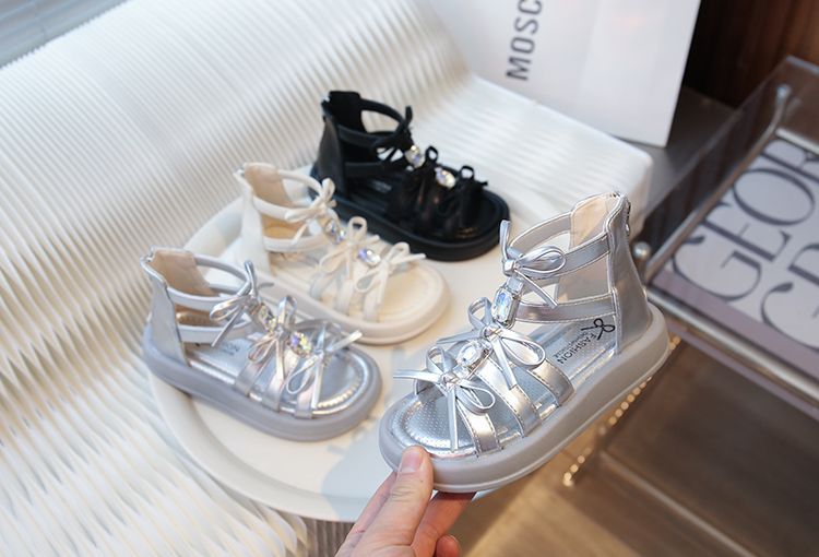 Girls’ Sandals with Bows and Gems