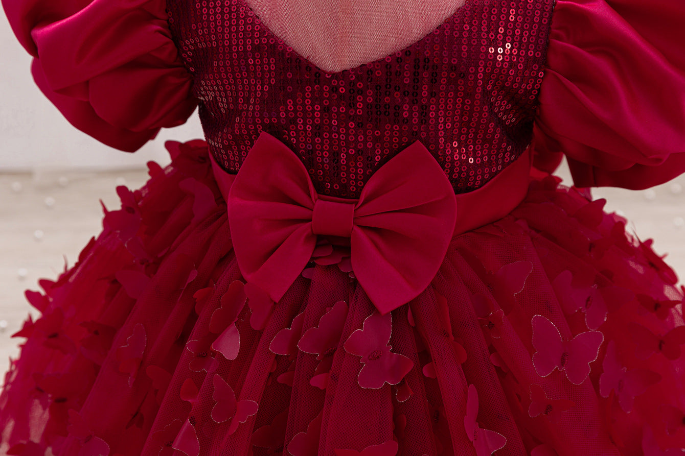Children's Party Dress with Butterflies and Bows