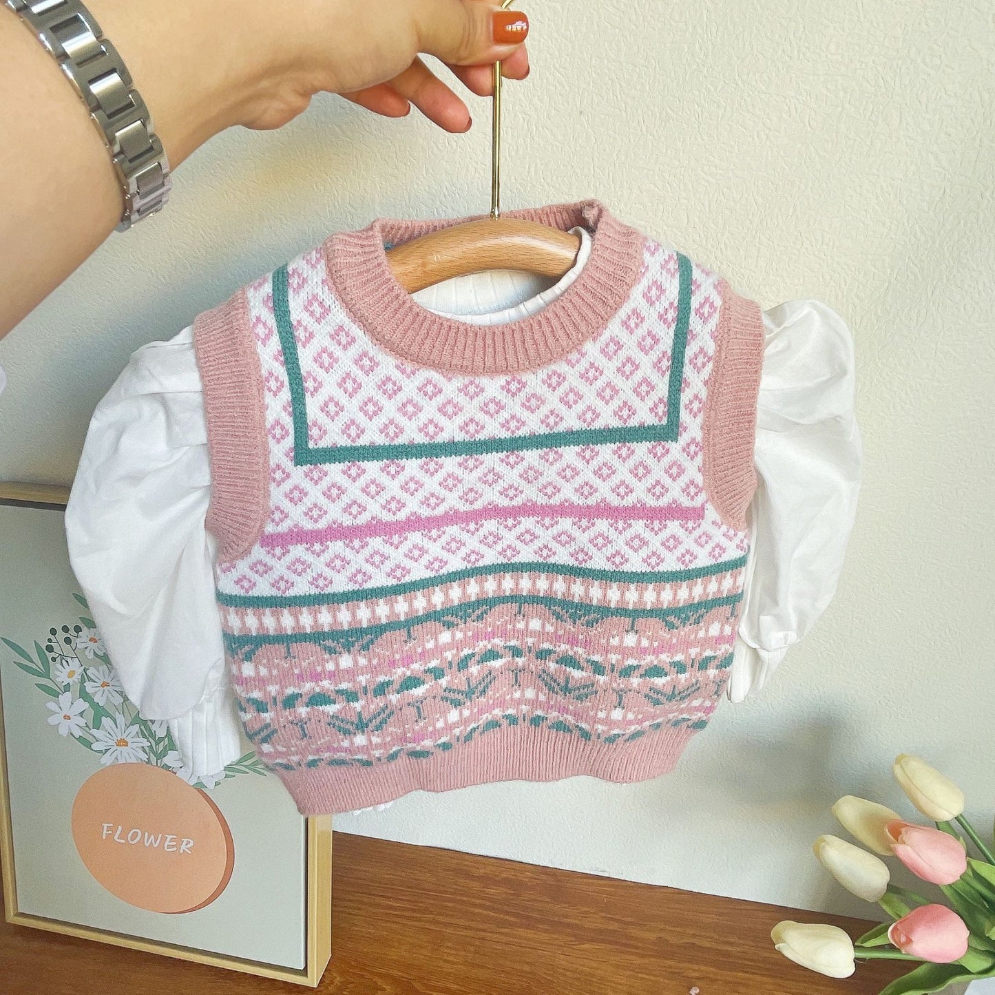 Conjunto de 3 piezas de suéter y jeans para mujer