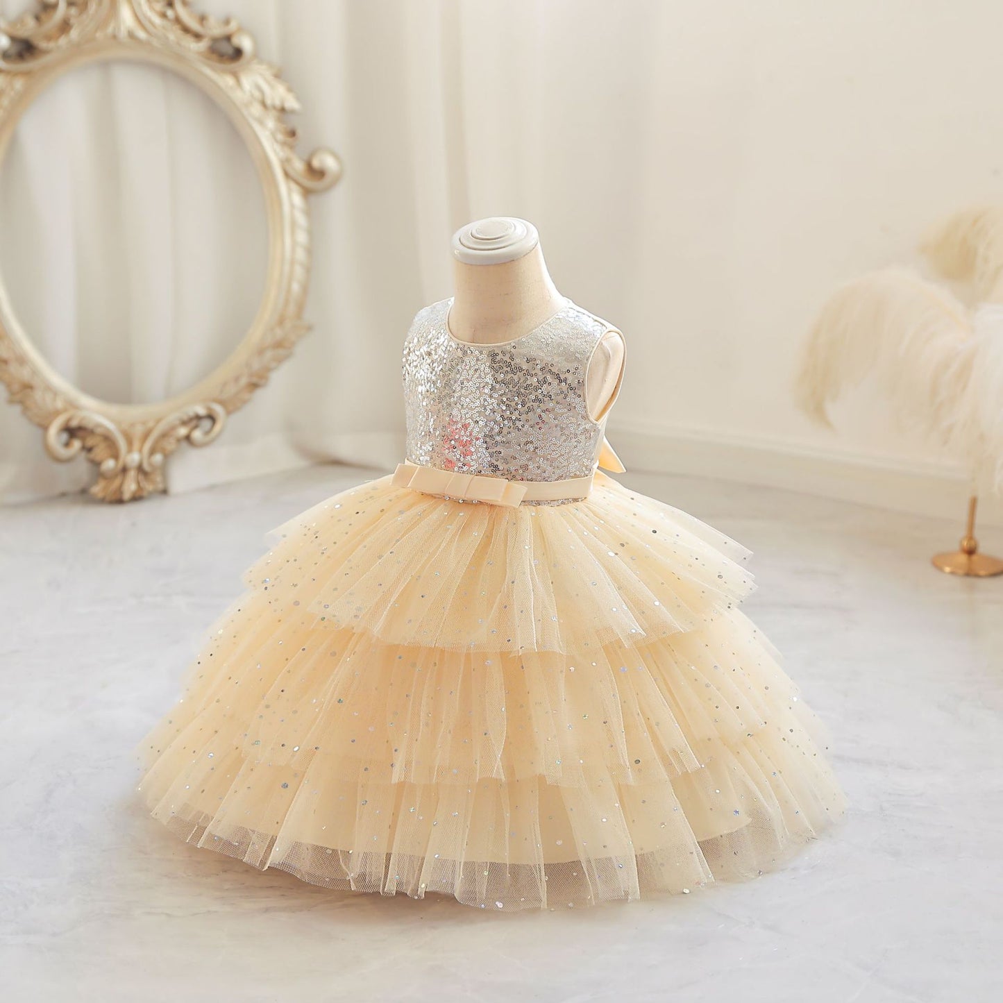 Shiny Tulle Layered Party Dress