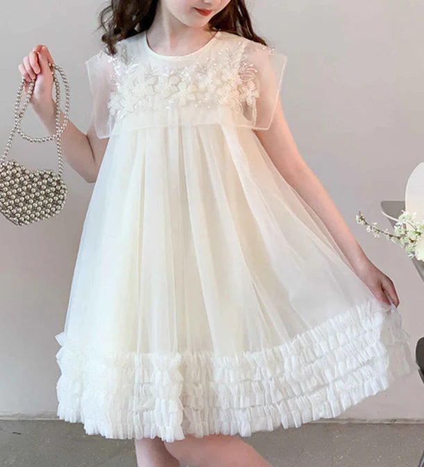 Children's Dress with Flower Collar