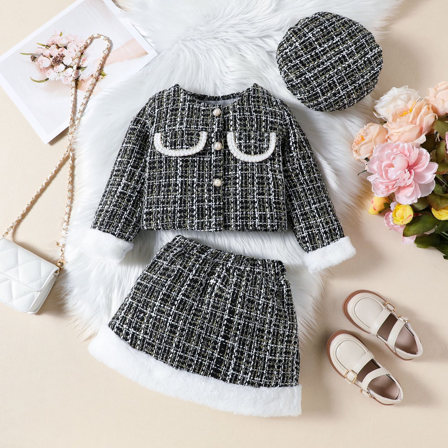 Girls' Tweed Furry Set