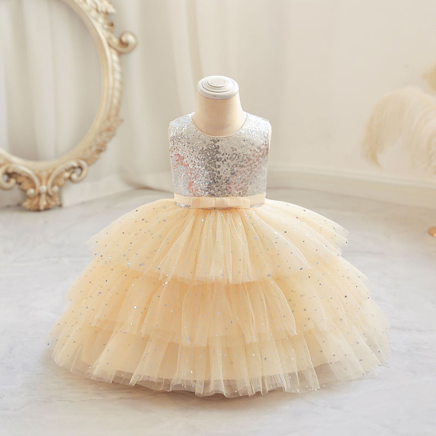 Shiny Tulle Layered Party Dress