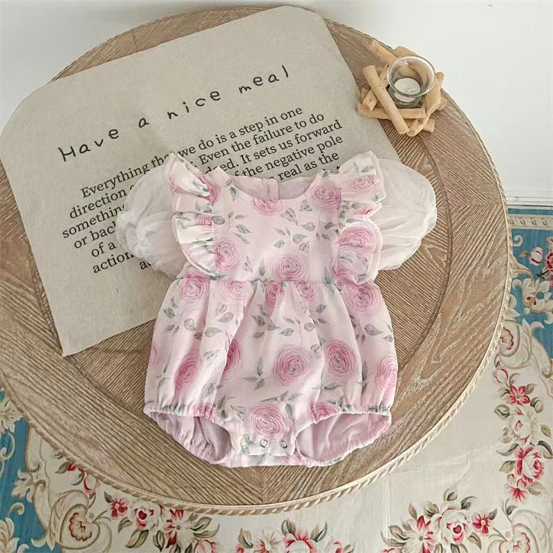 Body de tul floral para niña