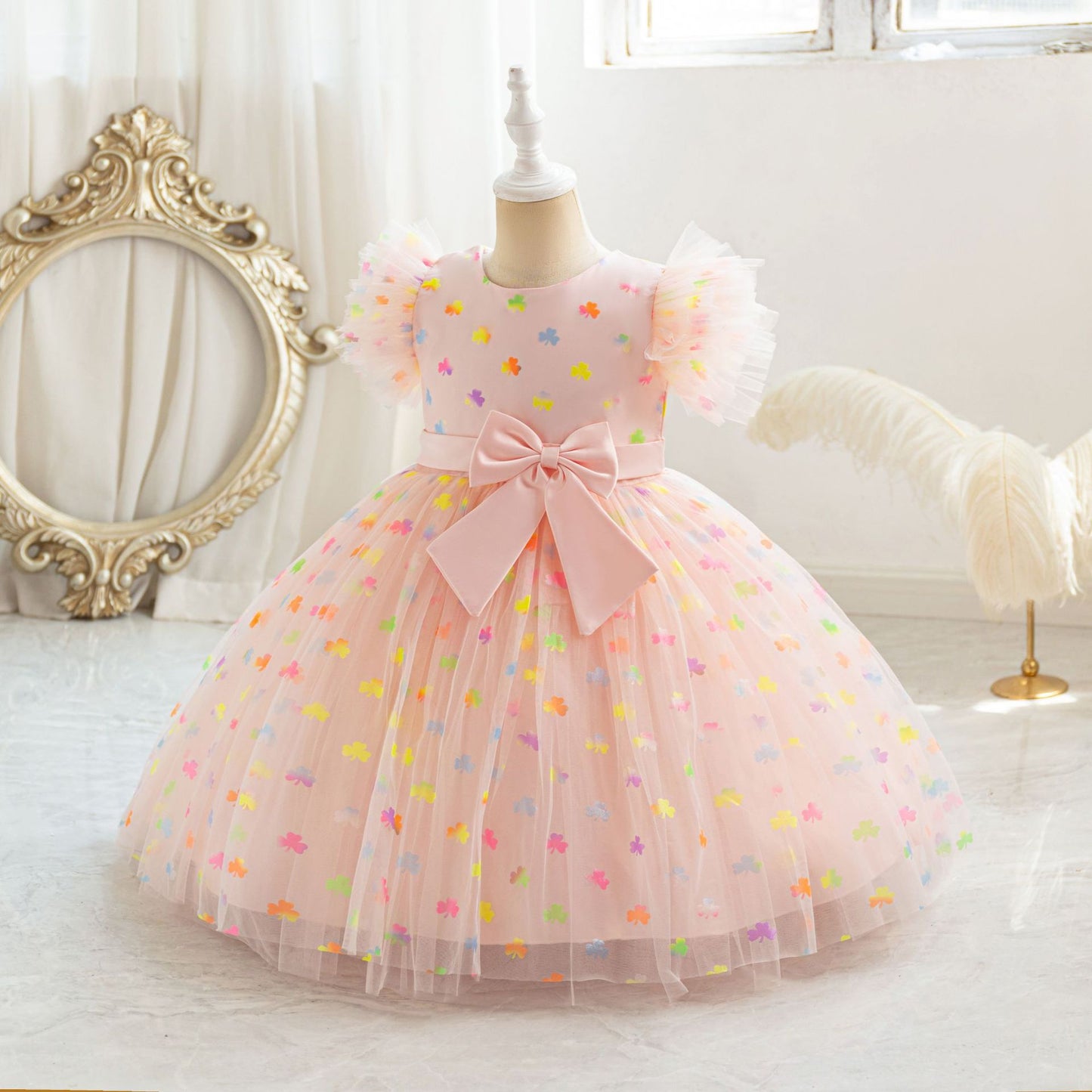 Vestido de fiesta de Navidad con lazo