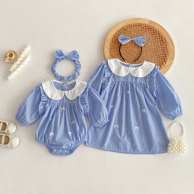 Body/ Striped Children's Dress with Bow