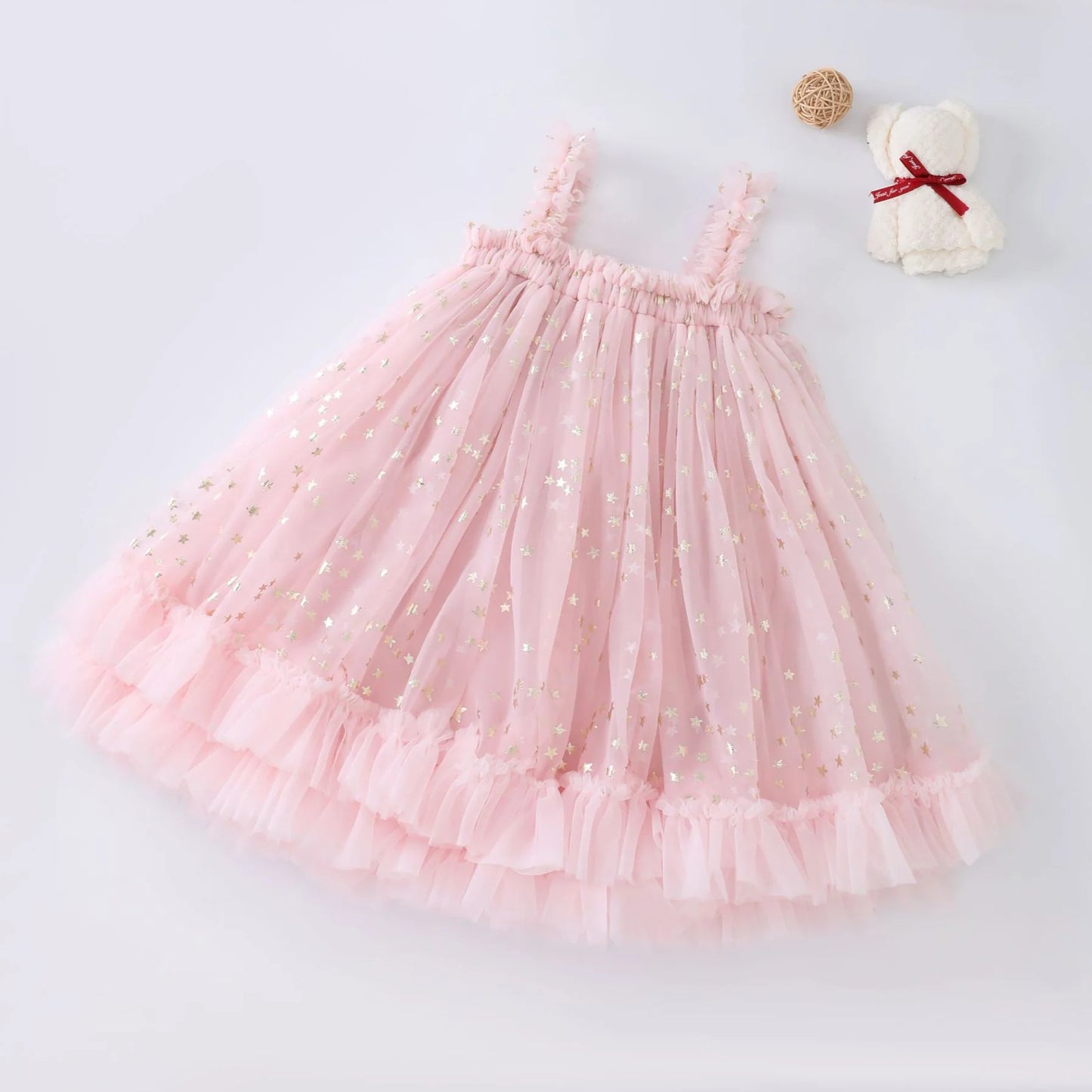 Vestido infantil de tul con estrellas