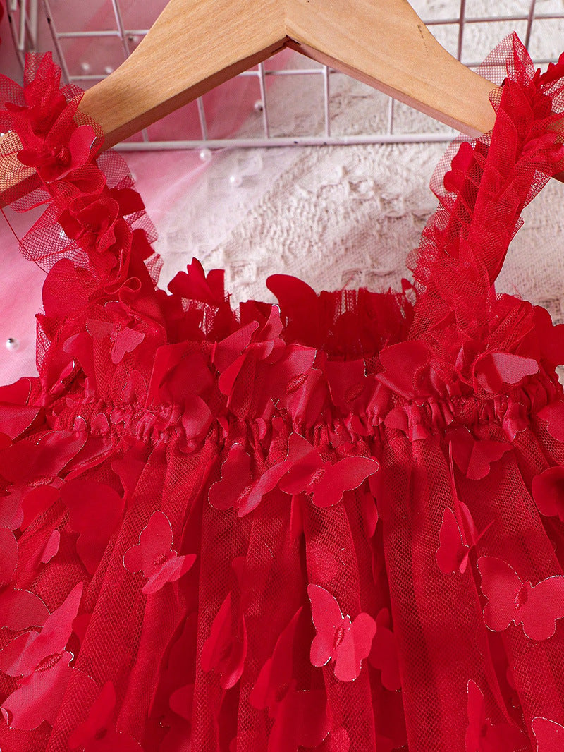 Vestido infantil rojo mariposas