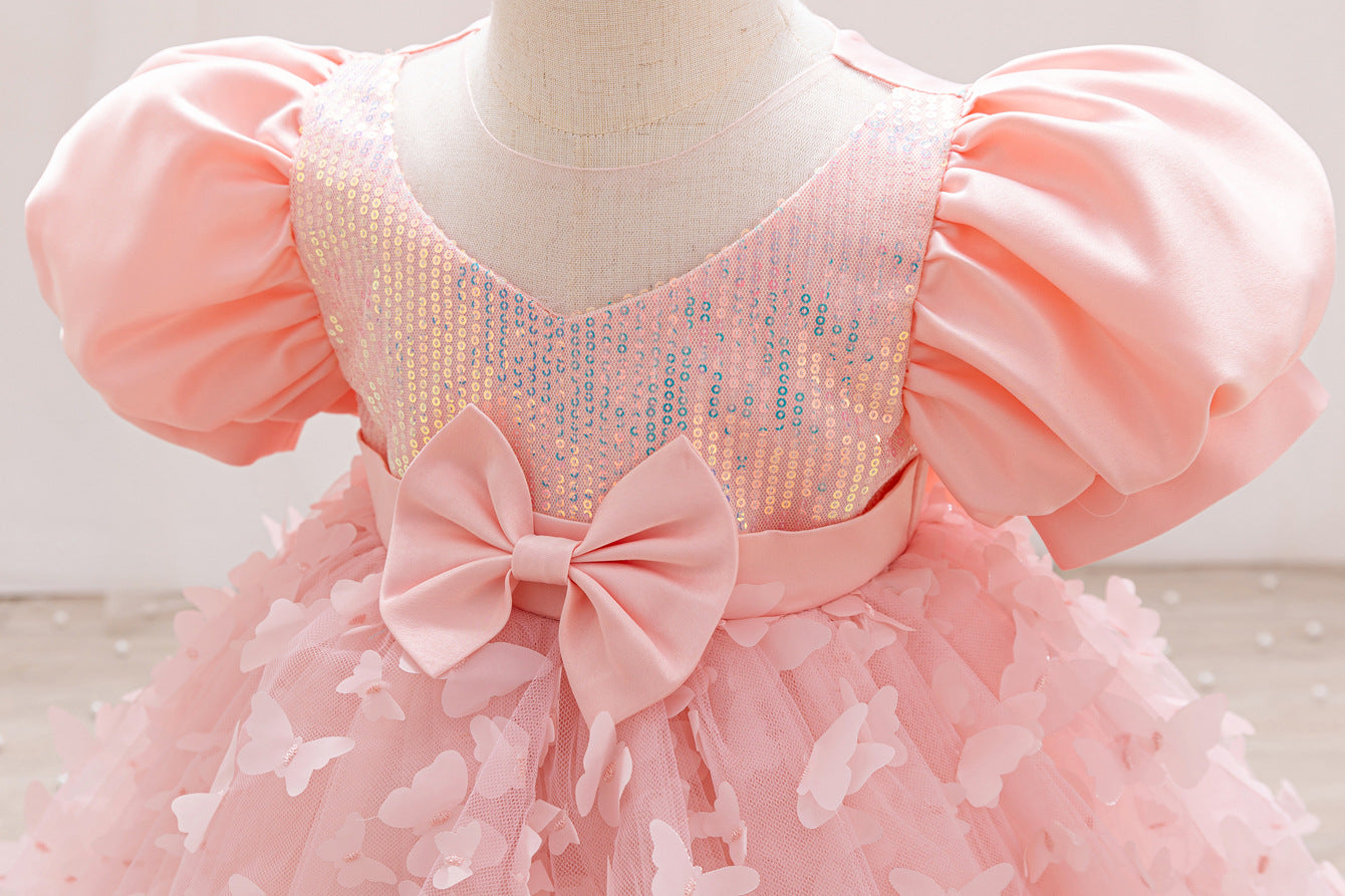Children's Party Dress with Butterflies and Bows