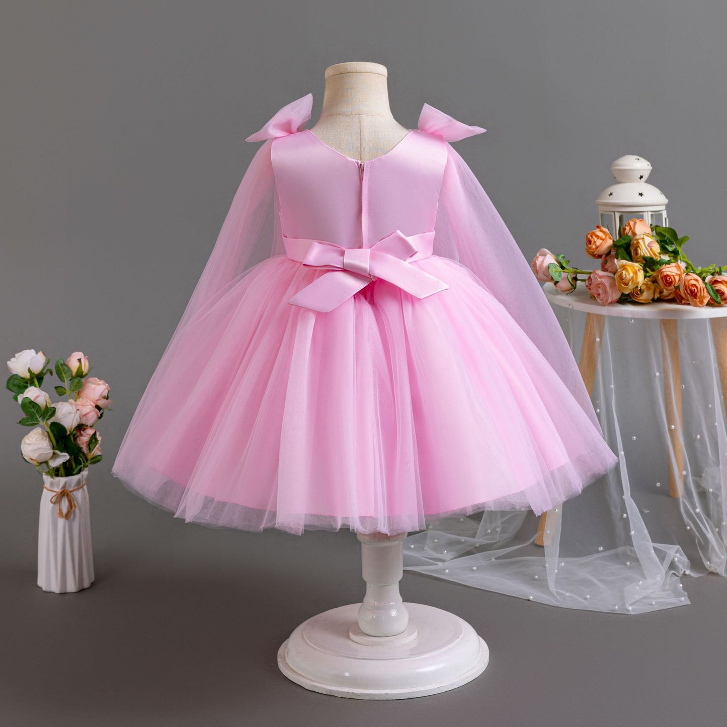 Pearls and Tulle Strap Party Dress