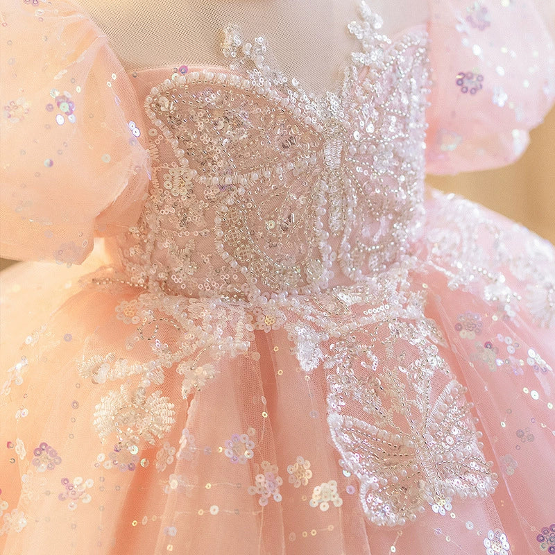 Children's Butterfly Sequin Party Dress