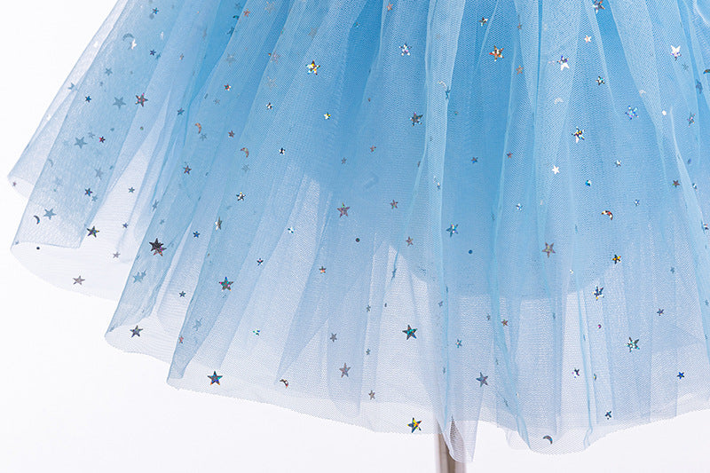 Vestido infantil de princesa con estrellas de tul