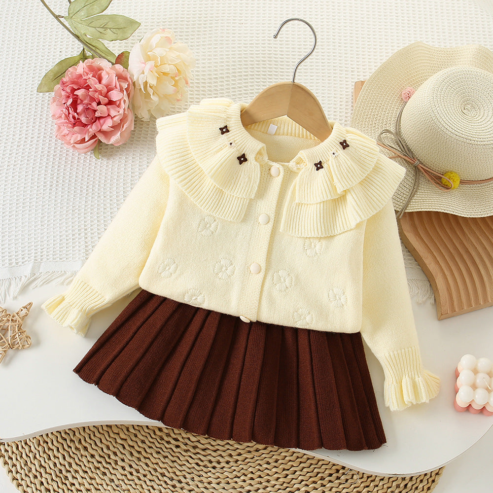Girls' Flower Knit Set