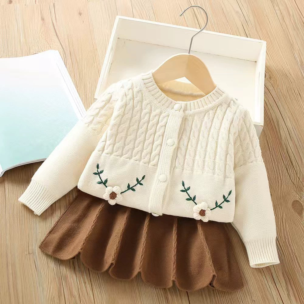 Girls' Flower Knit Set