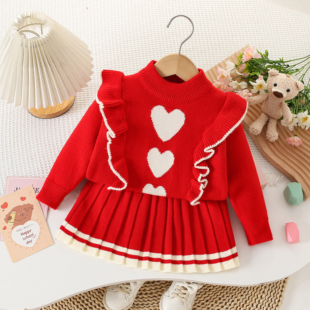 Conjunto de punto con forma de corazón para niña