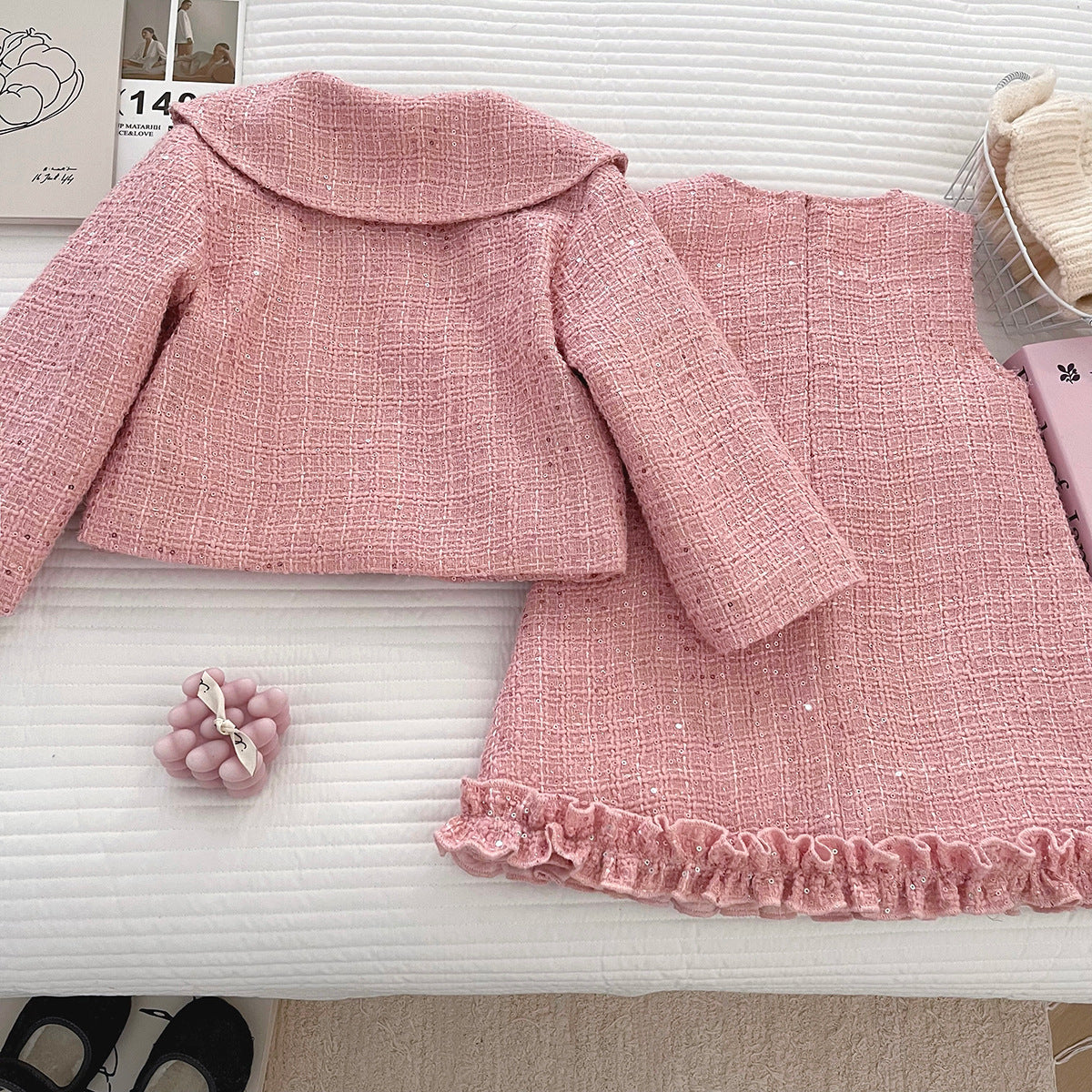 Dress + Tweed Jacket with Bows