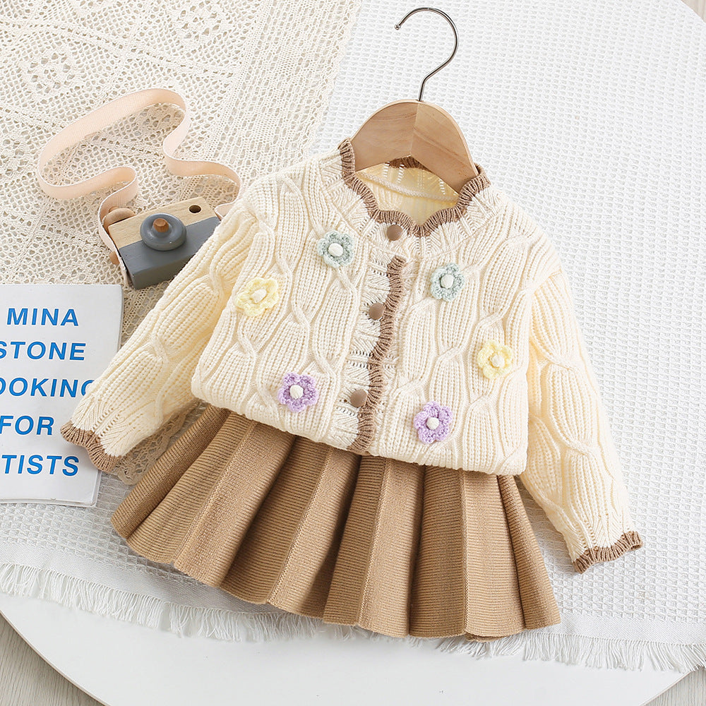 Girls' Flower Knit Set
