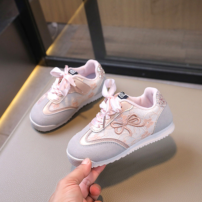 Zapatillas de tenis para niñas con encaje de lentejuelas