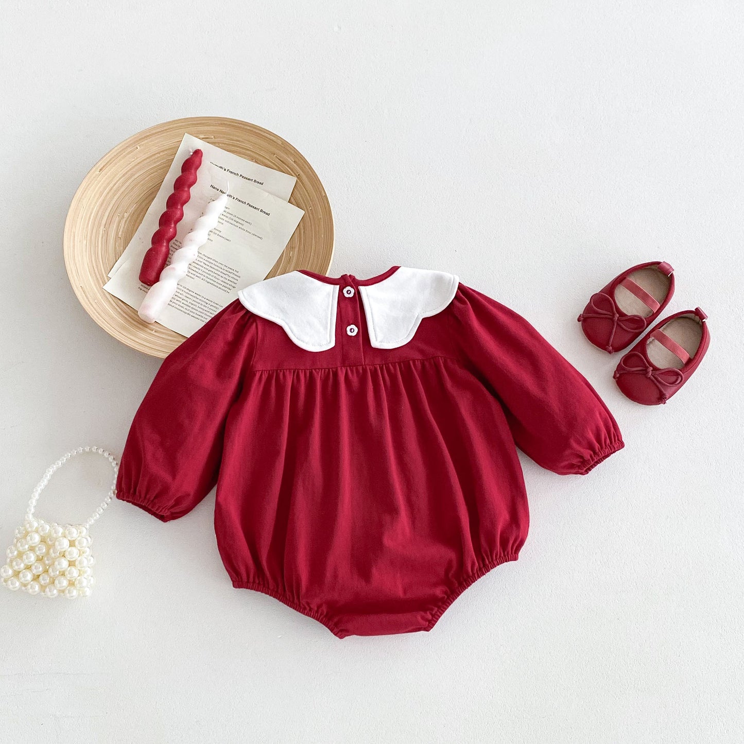 Body rojo para niña con cuello