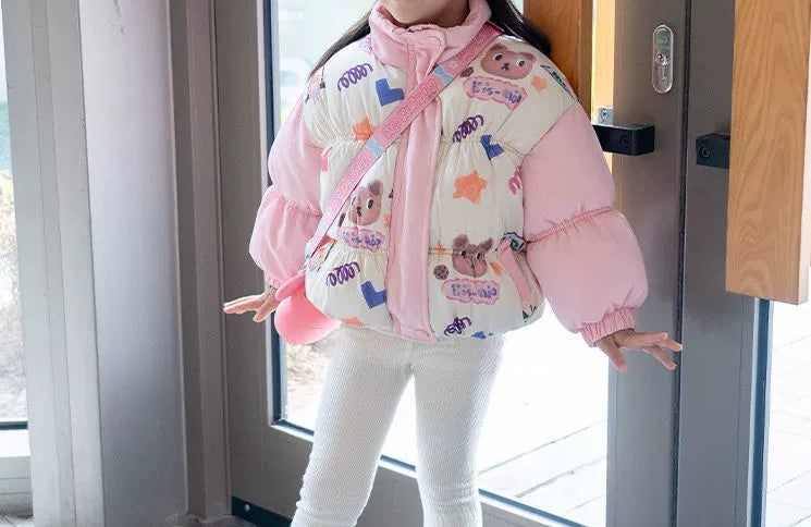 Super warm children's coat with teddy bears