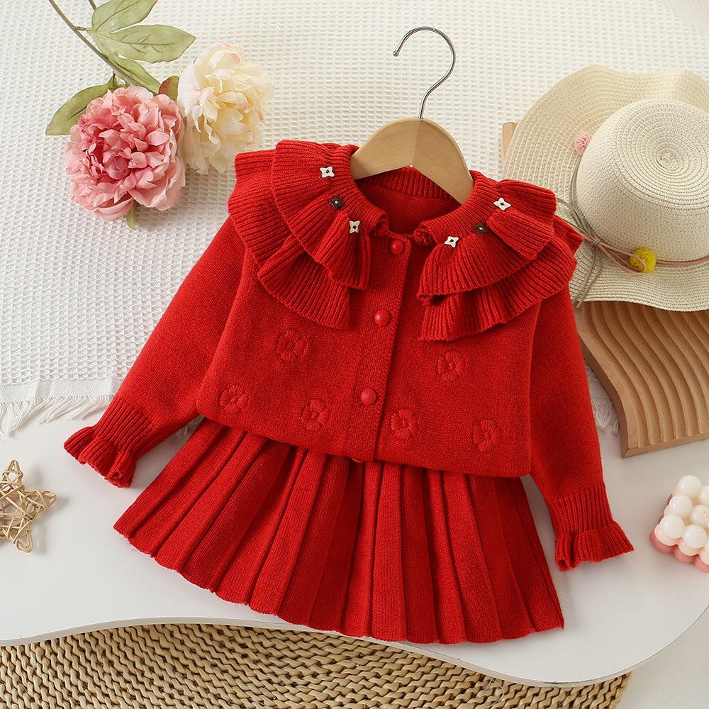 Girls' Flower Knit Set