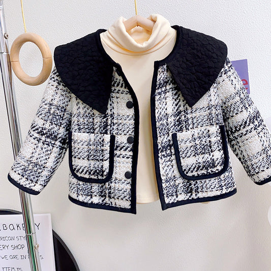 Children's Plaid Coat with Pocket