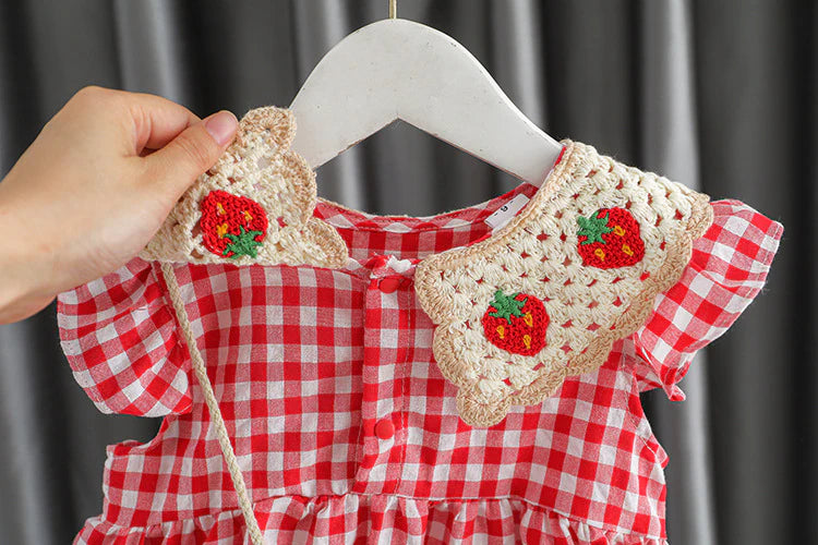 Kids' Gingham Strawberry Dress