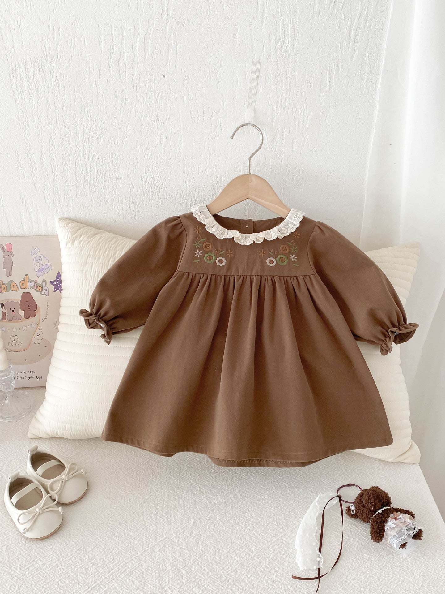 Embroidered Children's Dress with Little Flowers