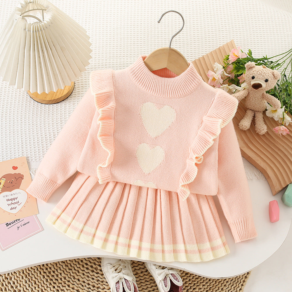 Conjunto de punto con forma de corazón para niña